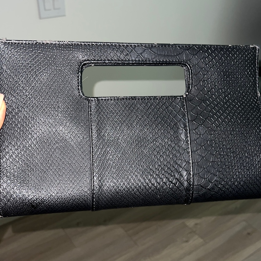 Charming Charlie Black Leather Hand Clutch